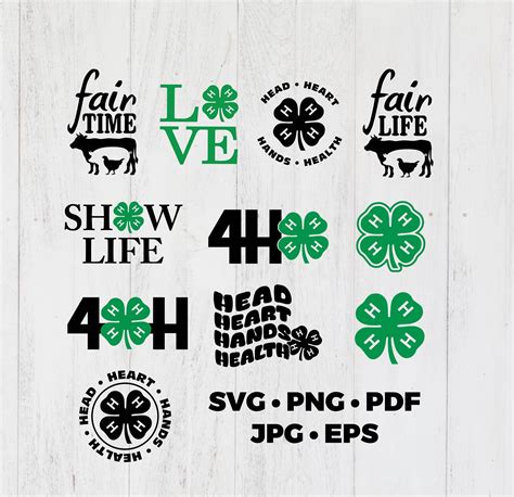 SVG Bundle, Instant Download, File for Cricut, Silhouette, Leaf Clover, 4H Designs, 4H Bundle ...