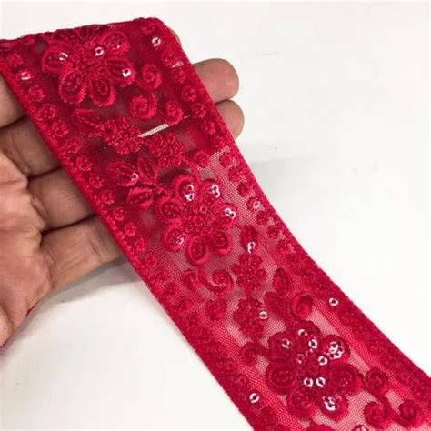 Embroidered Colorful Laces Trims - Sequins Embroidery Lace Border ...
