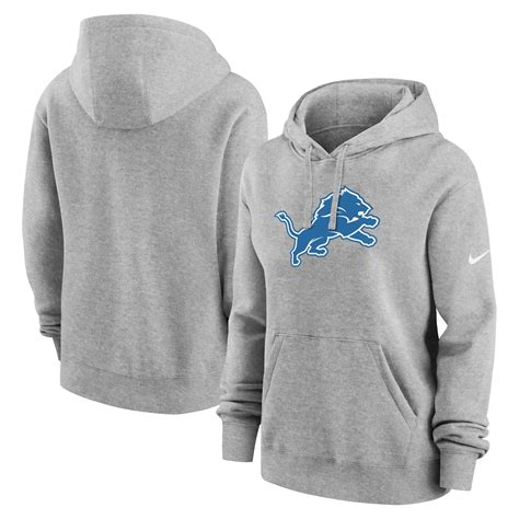 Detroit Lions Nike Women's Club Fleece Pullover Hoodie - Heather Gray