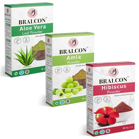BRALCON Organic Amla Powder, Hibiscus Powder, Aloe Vera Leaf Powder ...