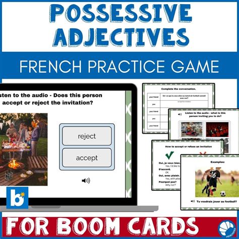 French possessive adjectives animal game - Boom™ Cards