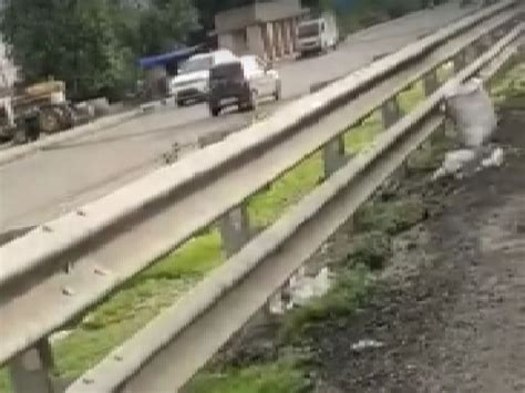 On the highway near Yashodadham in Bhachau, a bag full of country ...