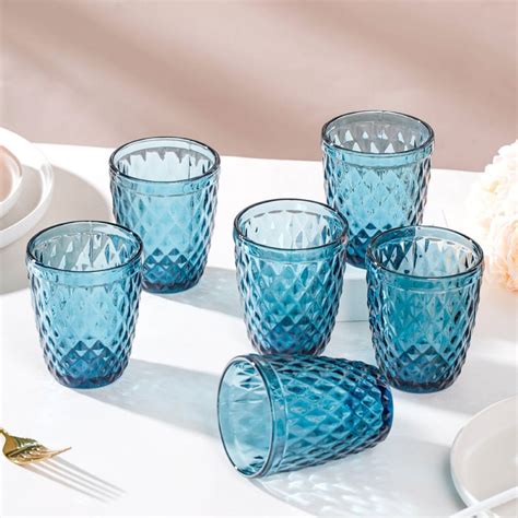 Water Glass Blue Set Of 6 250 ml Online - Premium Tumbler | Nestasia
