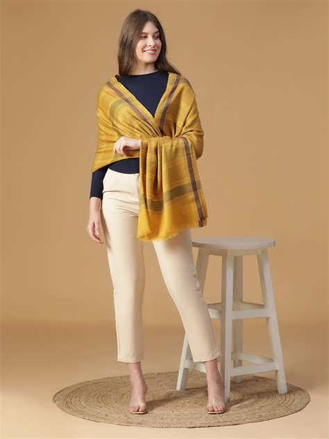 Buy Shingora's Golden Glow Women Dobby Shawl Online | Shingora