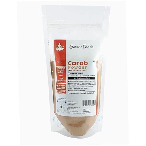 Sattvic Foods Carob Powder Medium Roast (100 g) Caffeine/Theobromine ...