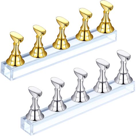 2 Sets Acrylic Nail Display Stand Nail Tip Practice Stand Magnetic Nail ...