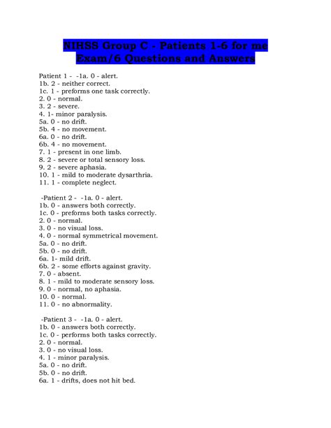 NIH/NIHSS STROKE SCALE EXAMS - - DocMerit