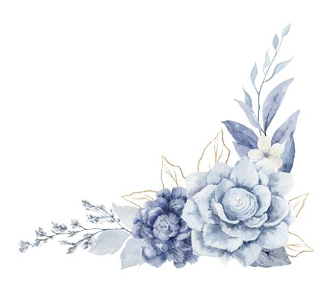 Premium Photo | Watercolor dusty blue floral wreath delicate clipart ...