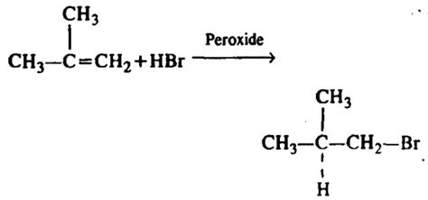 Addition of HBr to 2-methyl-prop-1-ene in the presence of hydrogen ...