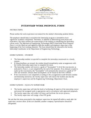 internship work proposal Doc Template | pdfFiller