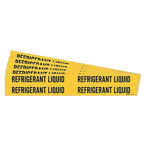 Refrigerant Liquid, Yellow, Pipe Marker - 781YG8|7235-4-PK - Grainger