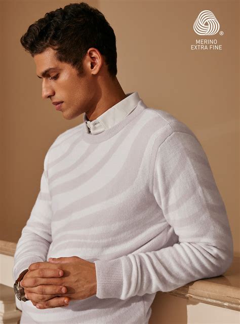 Buy 30-Ripple-Cashmere-Pullover | Casual Off-White Jacquard Pullover ...