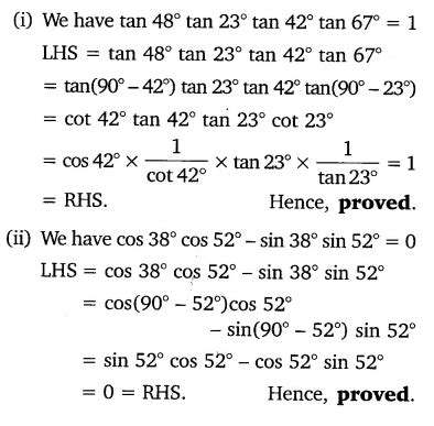 Show that: (i) tan 48° tan 23° tan 42° tan 67° = 1 - CBSE Class 10 ...