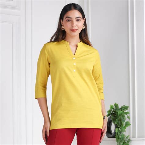 Mustard short kurta for women ethnic, casual & formal kurtas for women.