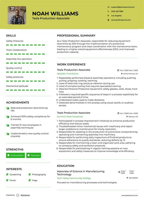 10+ Tesla Production Associate Resume Samples & Templates for 2025