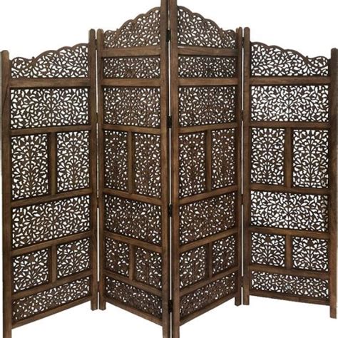 Hand Carved Foldable 4 Panel Wooden Partition Manufacturer, Supplier ...