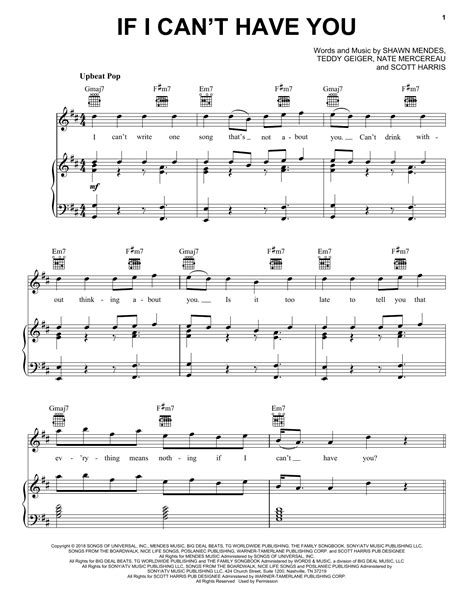 Shawn Mendes 'If I Can't Have You' Sheet Music and Printable PDF Music ...