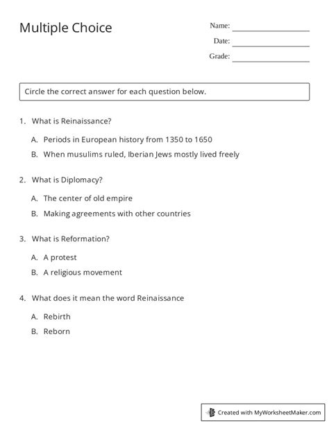 Image result for Multiple Choice Worksheet Maker