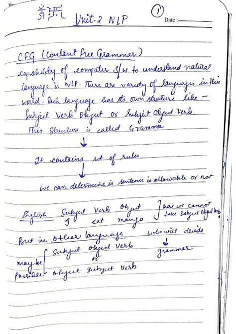 NLP Unit 2 Handwritten Notes: Understanding CFG and Parsing Techniques ...