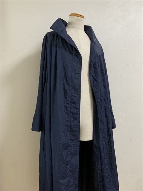 1980~90's Crinkle Design Stand Collar Long Coat | Link