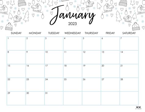 January 2023 Calendars - 50 FREE Printables | Printabulls