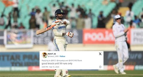 "Good knock until 99 runs only" - Fans react to Ravindra Jadeja's ...