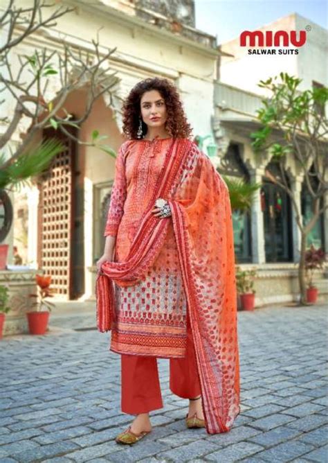 Minu Star Touch Cotton Embroidery Dress Material Catalogue, Pack Of 8Pcs