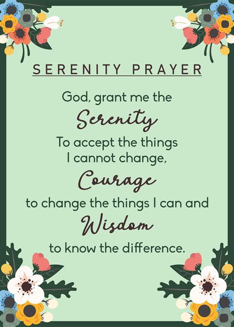 The Full Serenity Prayer Printable