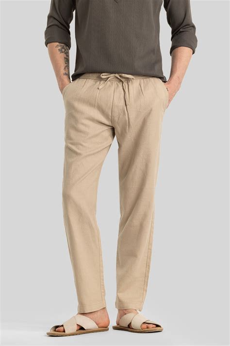 Buy Men's Martino Beige Plain Relaxed Fit Trousers Online | Snitch – SNITCH
