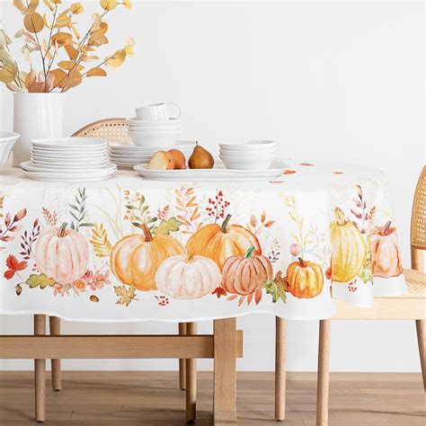 Oval Fall Tablecloth Thanksgiving Tablecloth Oval Autumn Table Cloths ...