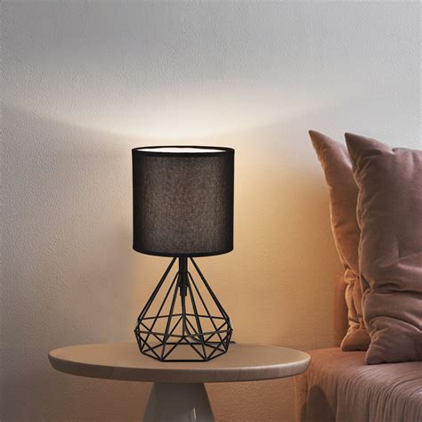 17 Stories Table Lamp Black Metal Bedside Table Lamp with Switch Modern ...