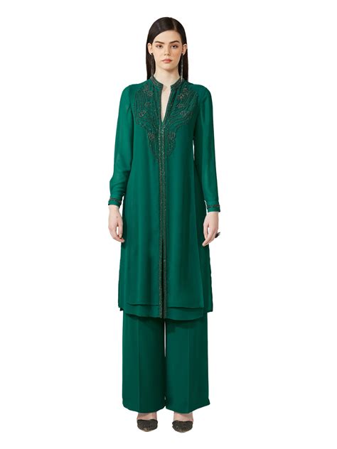 Straight Fit Embellished layered Kurta Set – Rohit Gandhi & Rahul Khanna