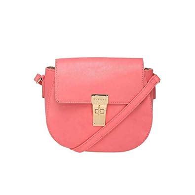 Caprese Womens Metallic Lock Closure Slingbag (Peach_Free Size ...