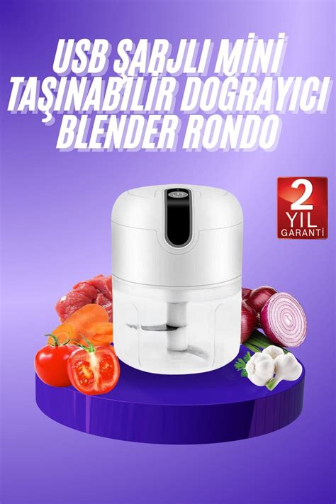 Rondo Doğrayıcı 250 ML Taşınabilir USB Şarjlı Pratik El Rondo Blender ...