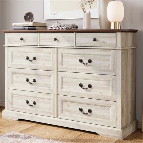Amazon.com: LINSY HOME Farmhouse 9 Drawers Dresser, Wood Dresser for ...