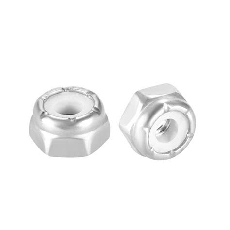 uxcell 4#-40 Nylon Insert Hex Lock Nuts, 304 Stainless Steel, Plain ...