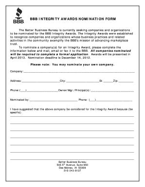 Fillable Online dm bbb Integrity - BBB of Serving Greater Iowa, Quad ...