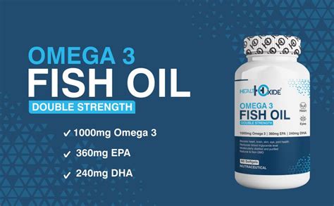 HealthOxide Omega 3 Fish Oil 1000 mg (360 mg EPA & 240 mg DHA) for ...