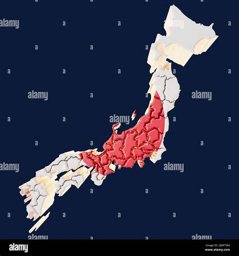 Japan Map With Offset Regions 3D Render Stock Photo - Alamy