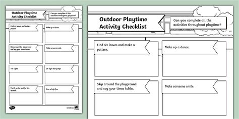 Outdoor Playtime Activity Checklist