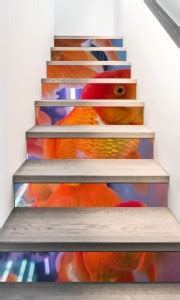 WALL GURU 96.52 cm orange fishes stairs sticker (Multicolor PVC Vinyl ...