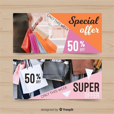 Banner de venda abstrato colorido com foto | Vetor Grátis