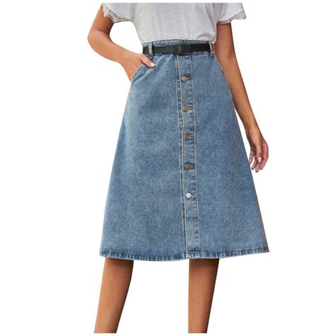 Customer reviews for Women's Button Front Long Denim Skirt High Waisted ...