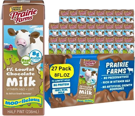 Amazon.com: Prairie Farms Lactose Free Milk, Shelf Stable 1% Low Fat ...