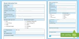 Student Information Form for Elementary School | Twinkl USA