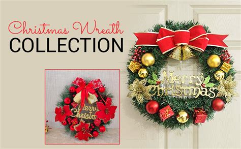 Buy TIED RIBBONS Set of 2 Christmas Wreath for Front Door Decoration ...