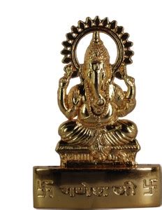 Indoart Ganesh ji 24K GOLD PLATED SMALL Size (Ht: 3 inch) Decorative ...