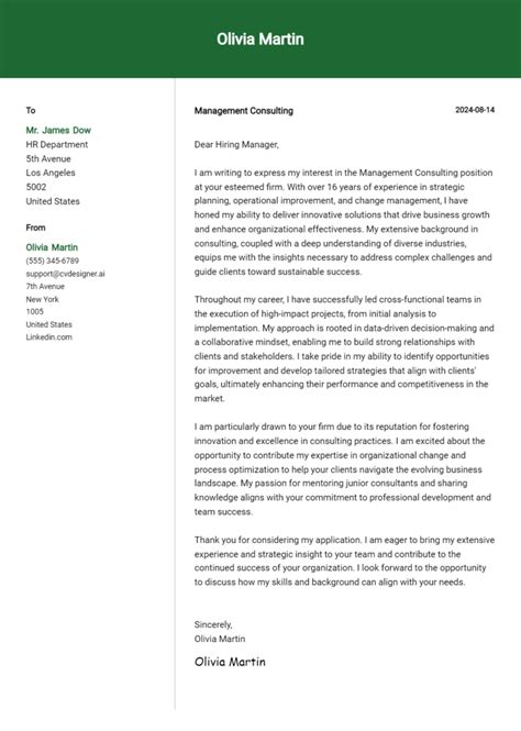 Consulting Cover Letter Examples 的图像结果