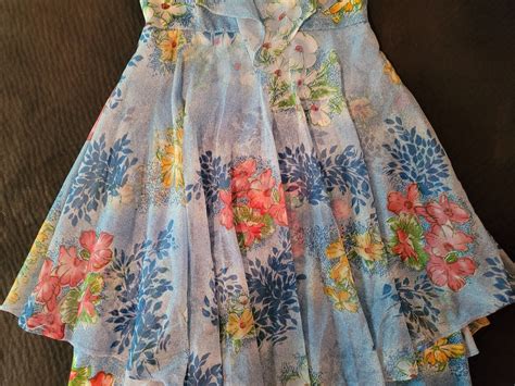 Vintage Kim Ohare Blue Hawaiian Flower Dress Flowy 2 Layer - Etsy