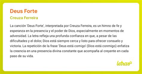 Significado de la canción DEUS FORTE (Creuza Ferreira) - LETRAS.COM